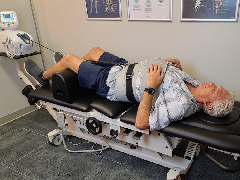 Patient on decompression table